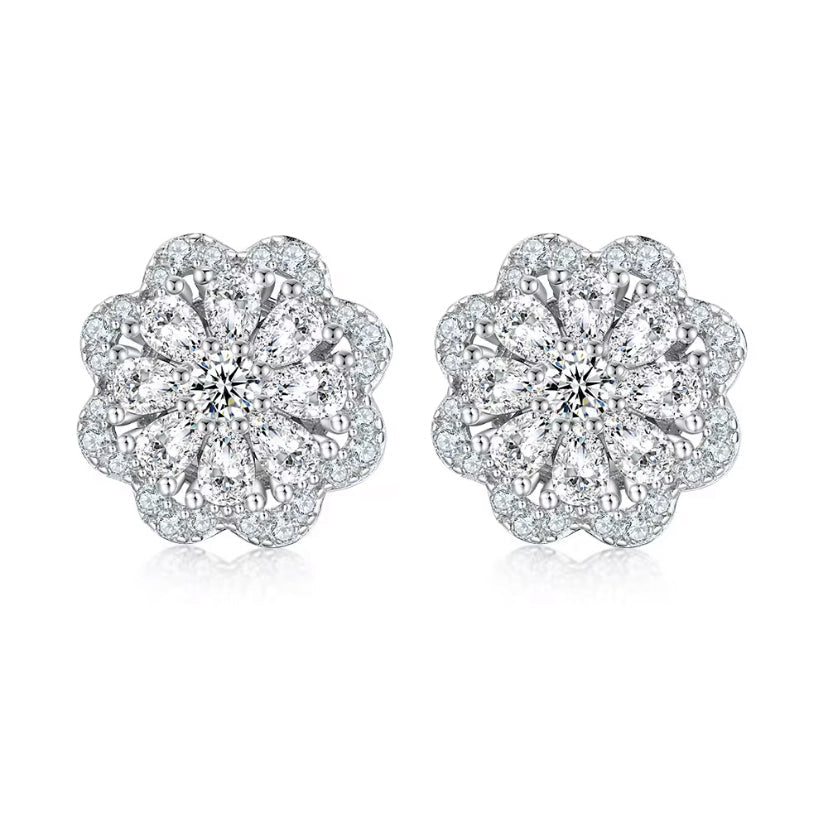 Sterling Silver Rose Earrings