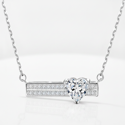 Sterling Silver Heart on Bar Necklace | Amore