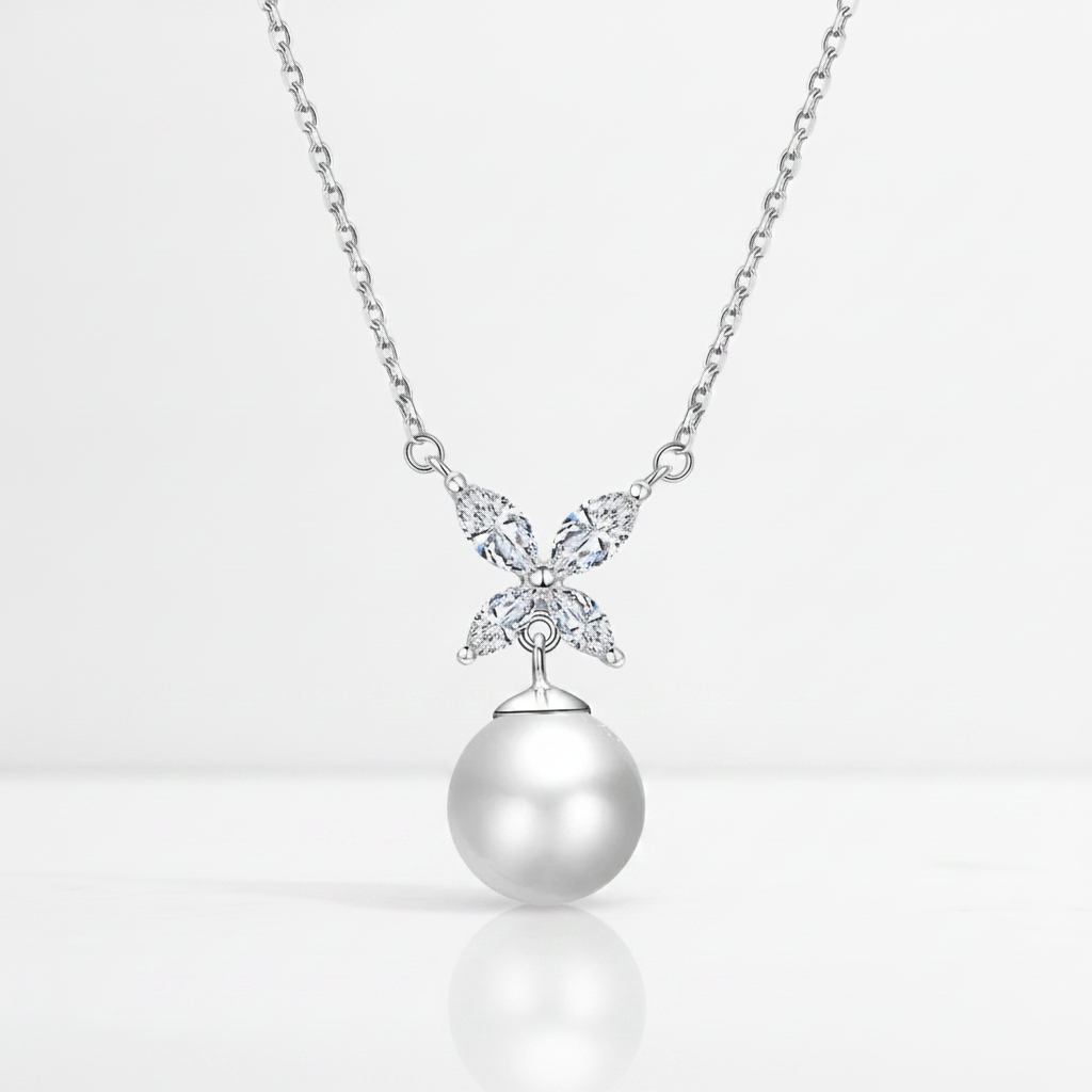 Sterling Silver Pearl Necklace |Ornament