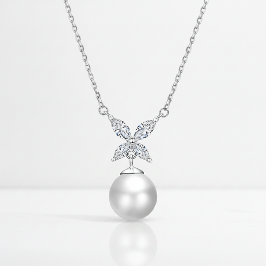 Sterling Silver Pearl Necklace |Ornament