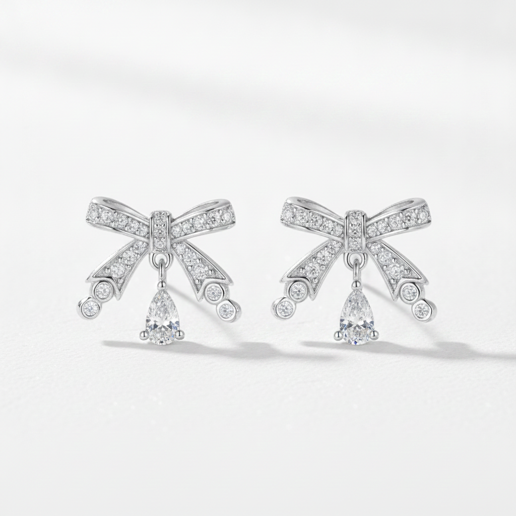 Sterling Silver Ribbon Earrings | Helen