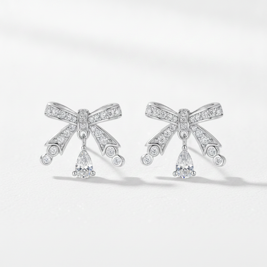 Sterling Silver Ribbon Earrings | Helen