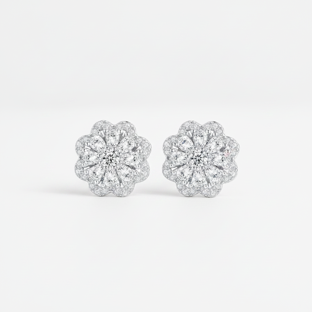 Sterling Silver Rose Earrings