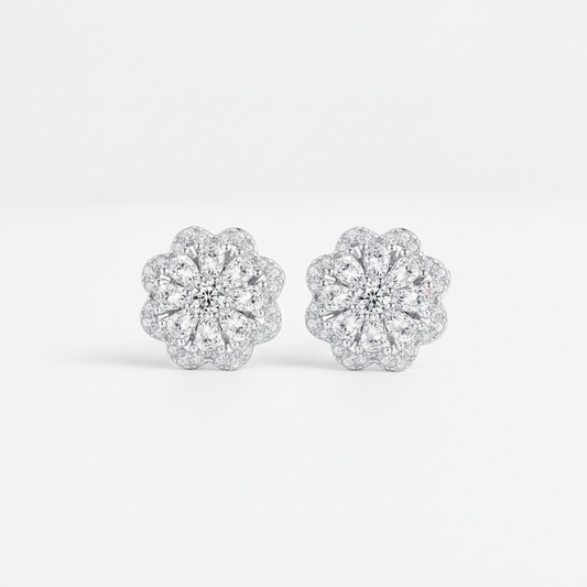 Sterling Silver Rose Earrings