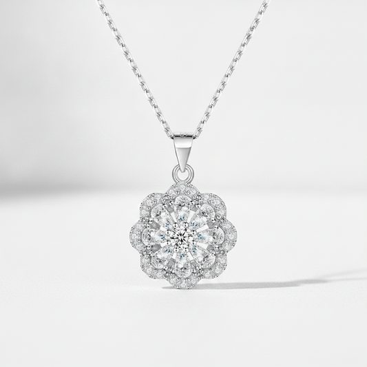 Sterling Silver Rose Necklace