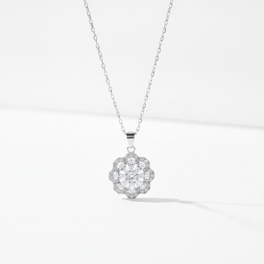 Sterling Silver Rose Necklace