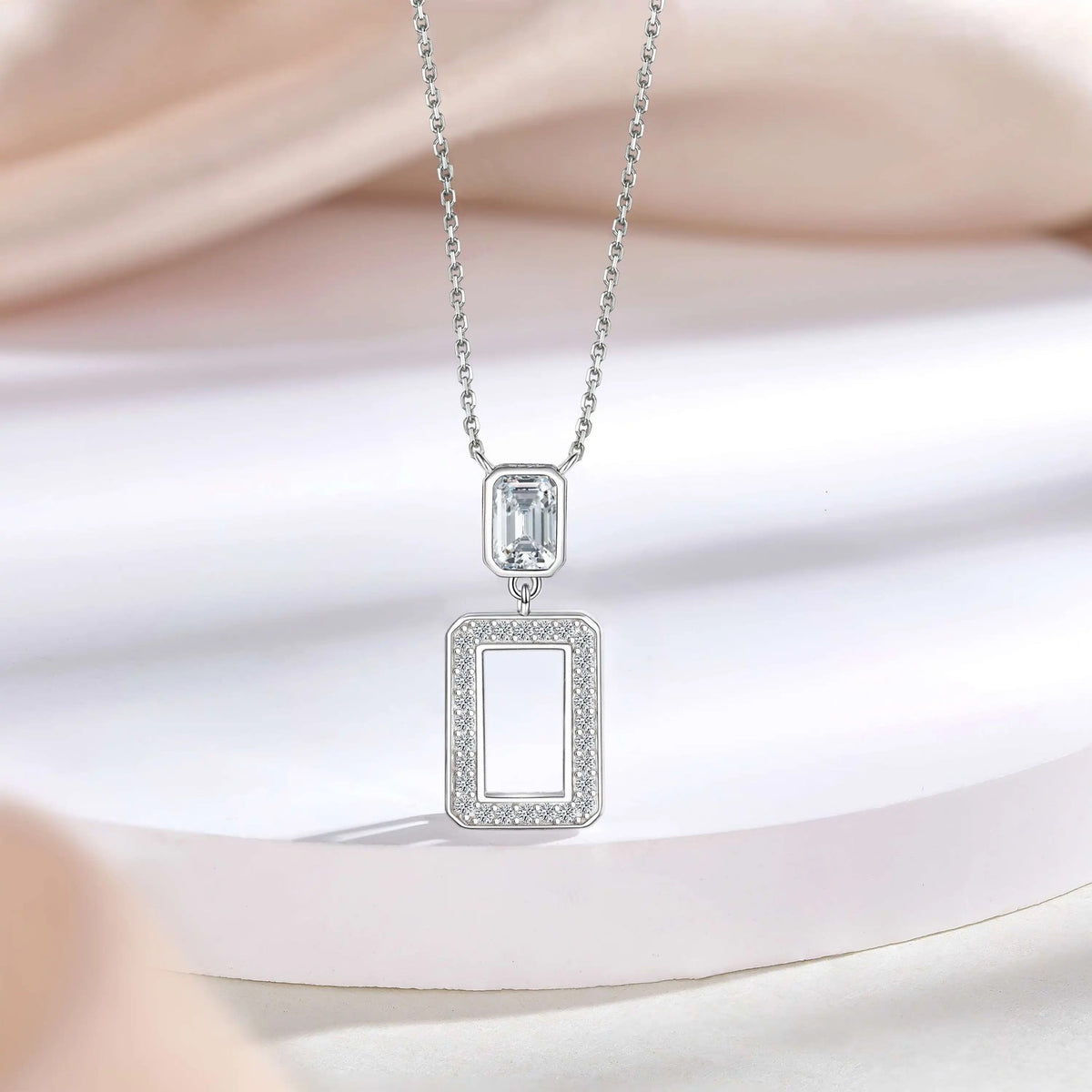 Sterling silver minimalist necklace close up shot